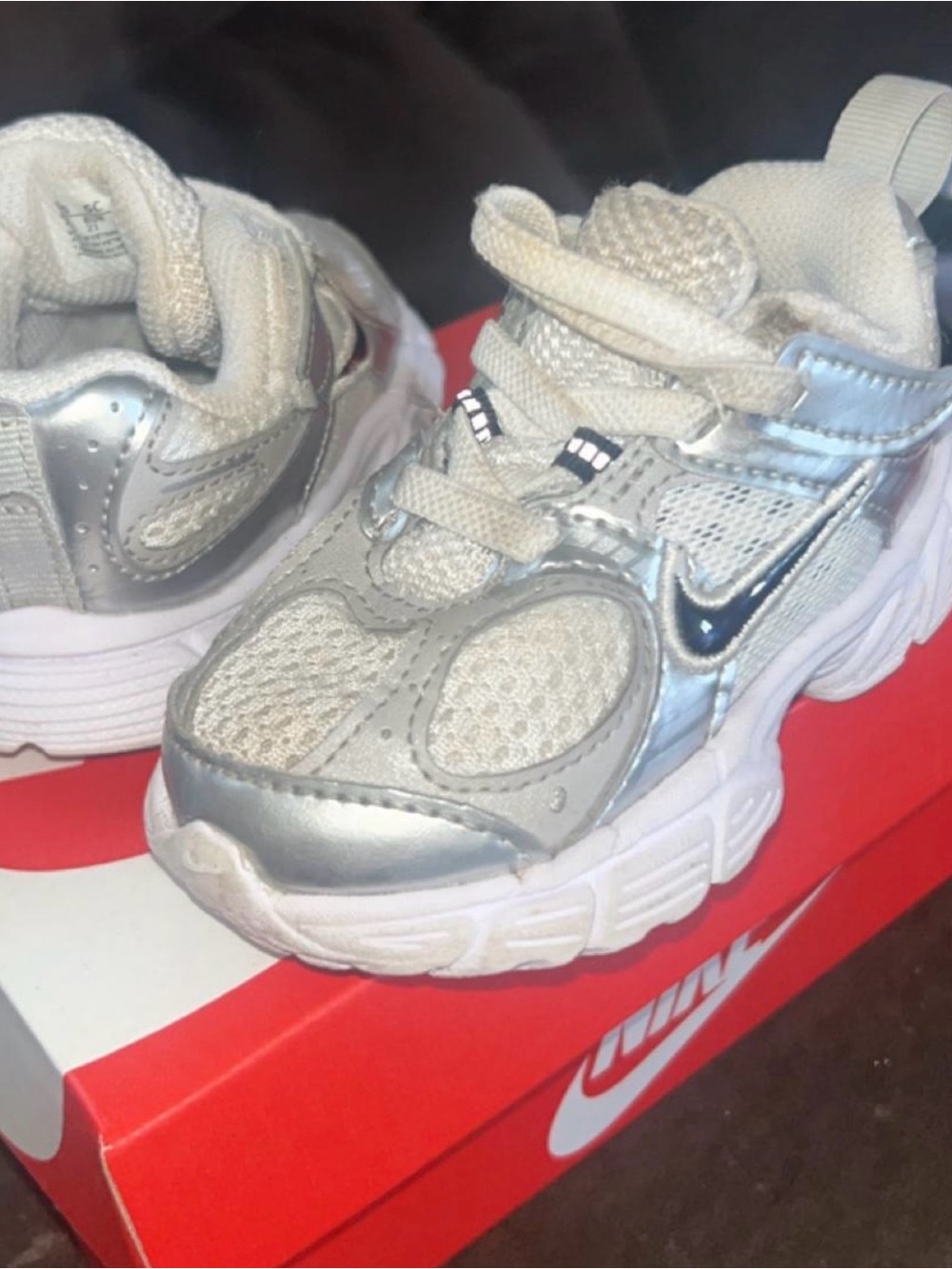 Nike Kids Silver and White Athletic Sneakers